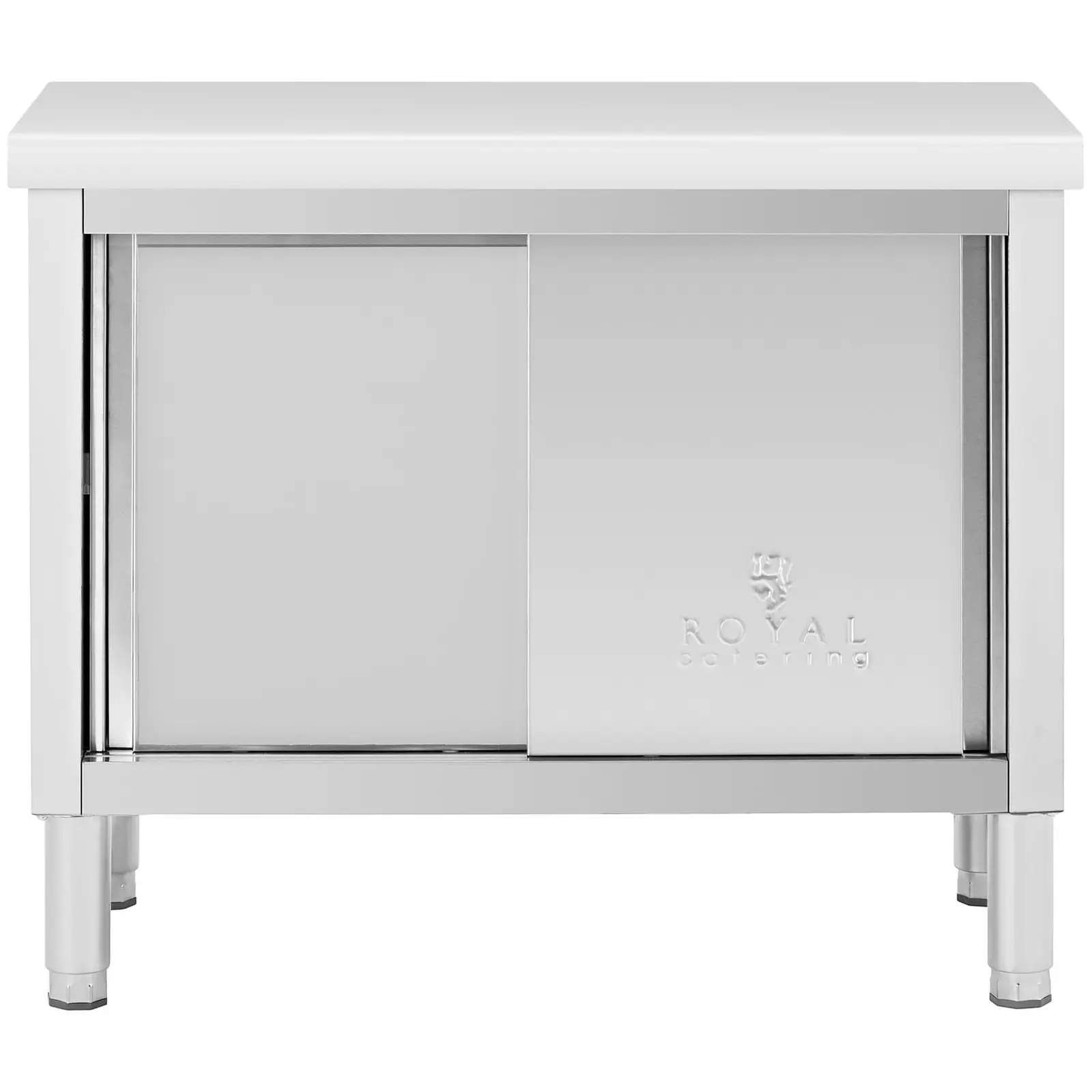 Pracovní skříň z ušlechtilé oceli - PREMIUM - 100 x 50 cm - 330 kg - Royal Catering (Tloušťka desky stolu: 0.9 mm)