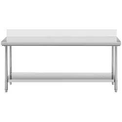 Pracovný stôl z nehrdzavejúcej ocele - 200 x 60 cm - stojan - nosnosť 240 kg