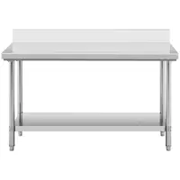 Pracovný stôl z nehrdzavejúcej ocele - 150 x 60 cm - lem - nosnosť 220 kg