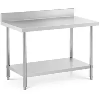 Stainless Steel Work Table - 120 x 70 cm - upstand - 196 kg load capacity - Royal Catering