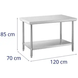 RVS tafel - 120 x 70 cm - 196 kg capaciteit - Royal Catering