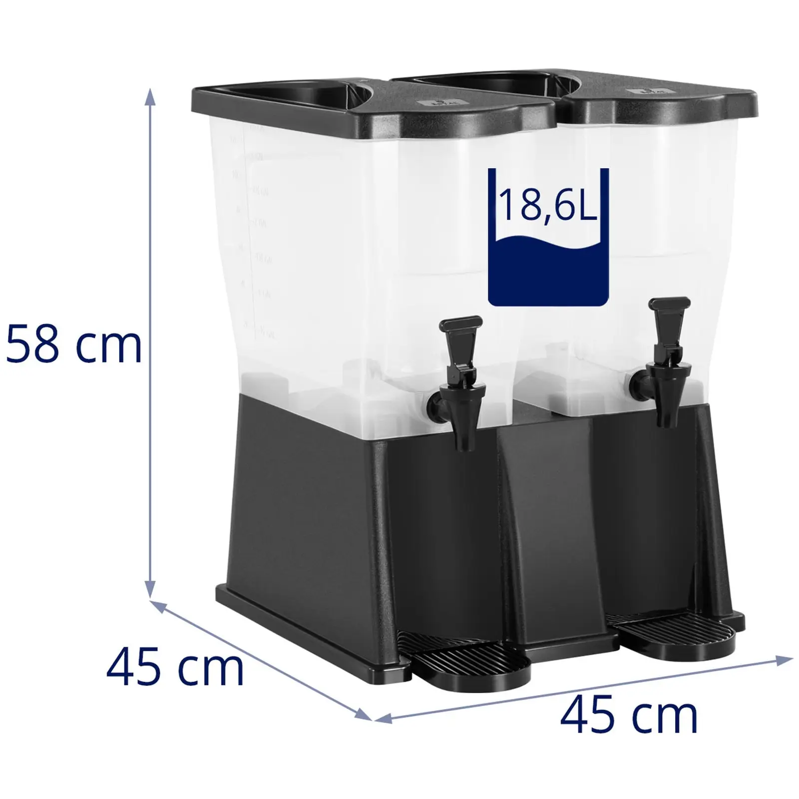 Dispensador de bebidas - 18,6 L - plástico - 2 contenedores - Royal Catering  (Medidas (l. x an. x al.): 45 x 45 x 58 cm)