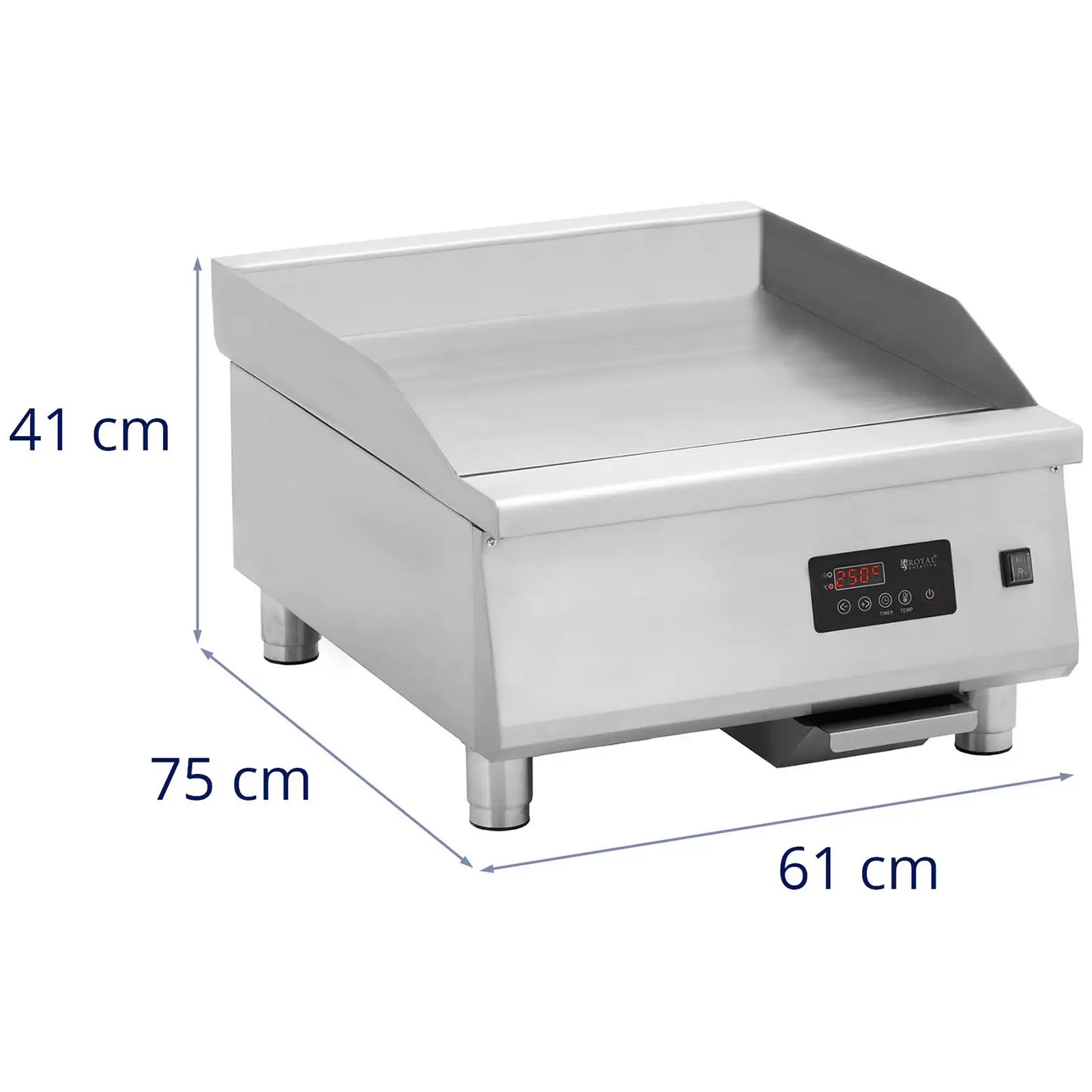 Fry top a induzione - 600 x 520 mm - Liscio - 6.000 W - Royal Catering