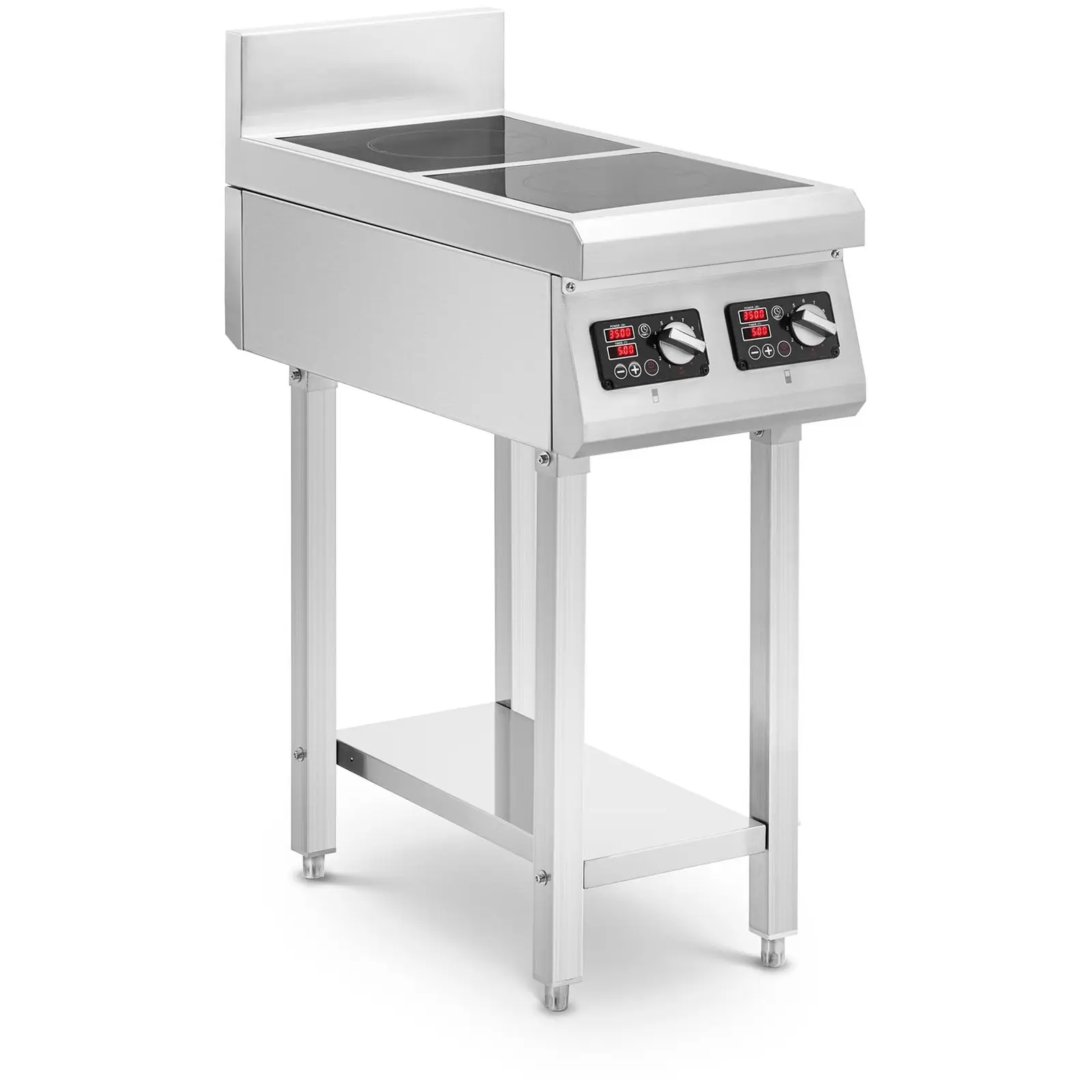 Induktionsplatte - 2 x 3500 W - 2 x 20 cm - Timer - mit Unterbau - Royal Catering