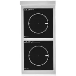 Induction Hob with base - 2 x 20 cm - 10 levels - Timer - Royal Catering