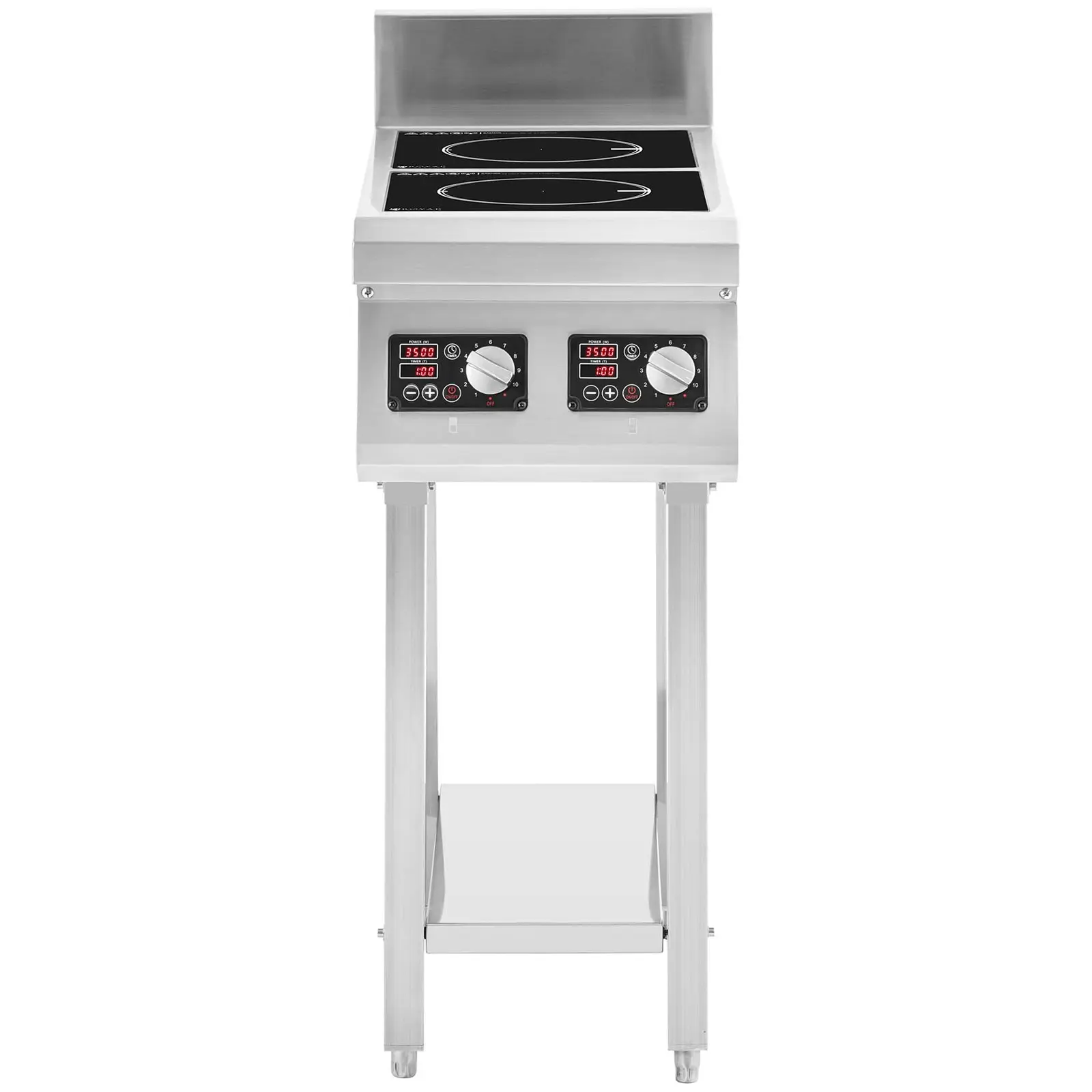 Cuisinière à induction sur pieds - 2 x 20 cm - 10 niveaux - minuterie - Royal Catering