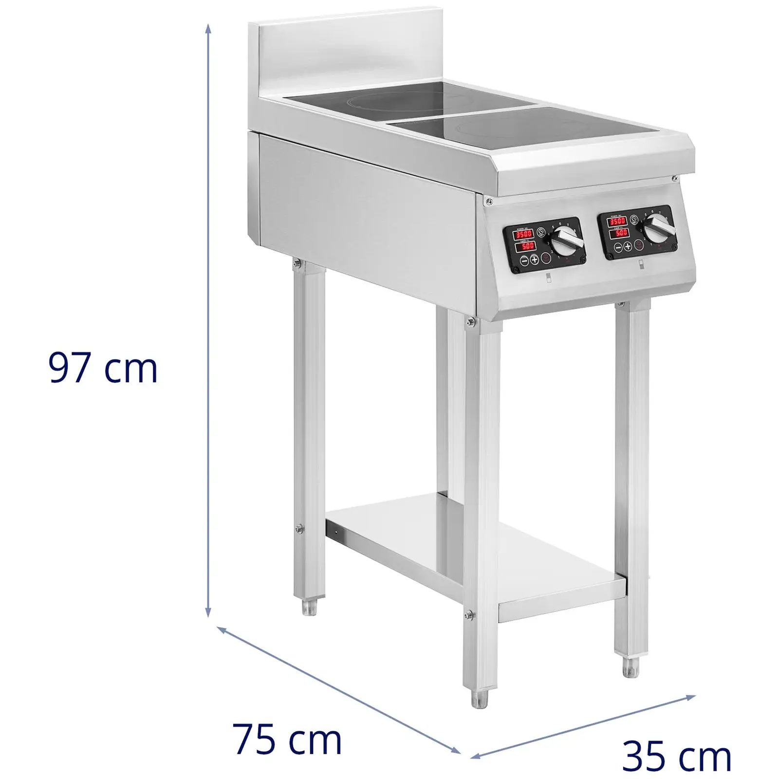 Fry top a induzione con base - 2 x 20 cm - 10 livelli - Timer - Royal Catering