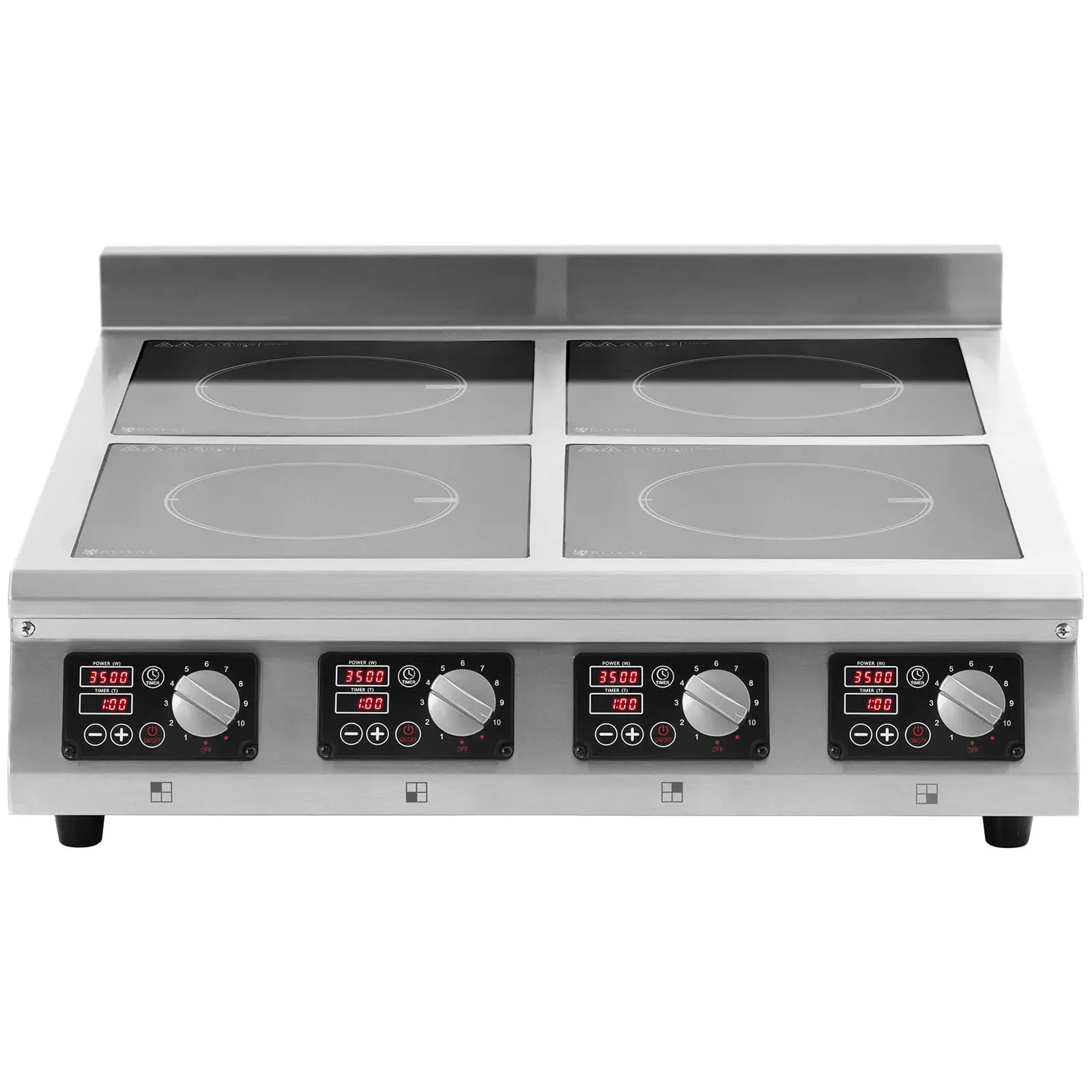 Cuisinière à induction - 4 x 20 cm - 10 niveaux - Minuterie - 77 x 70 x 25.5 cm - Royal Catering