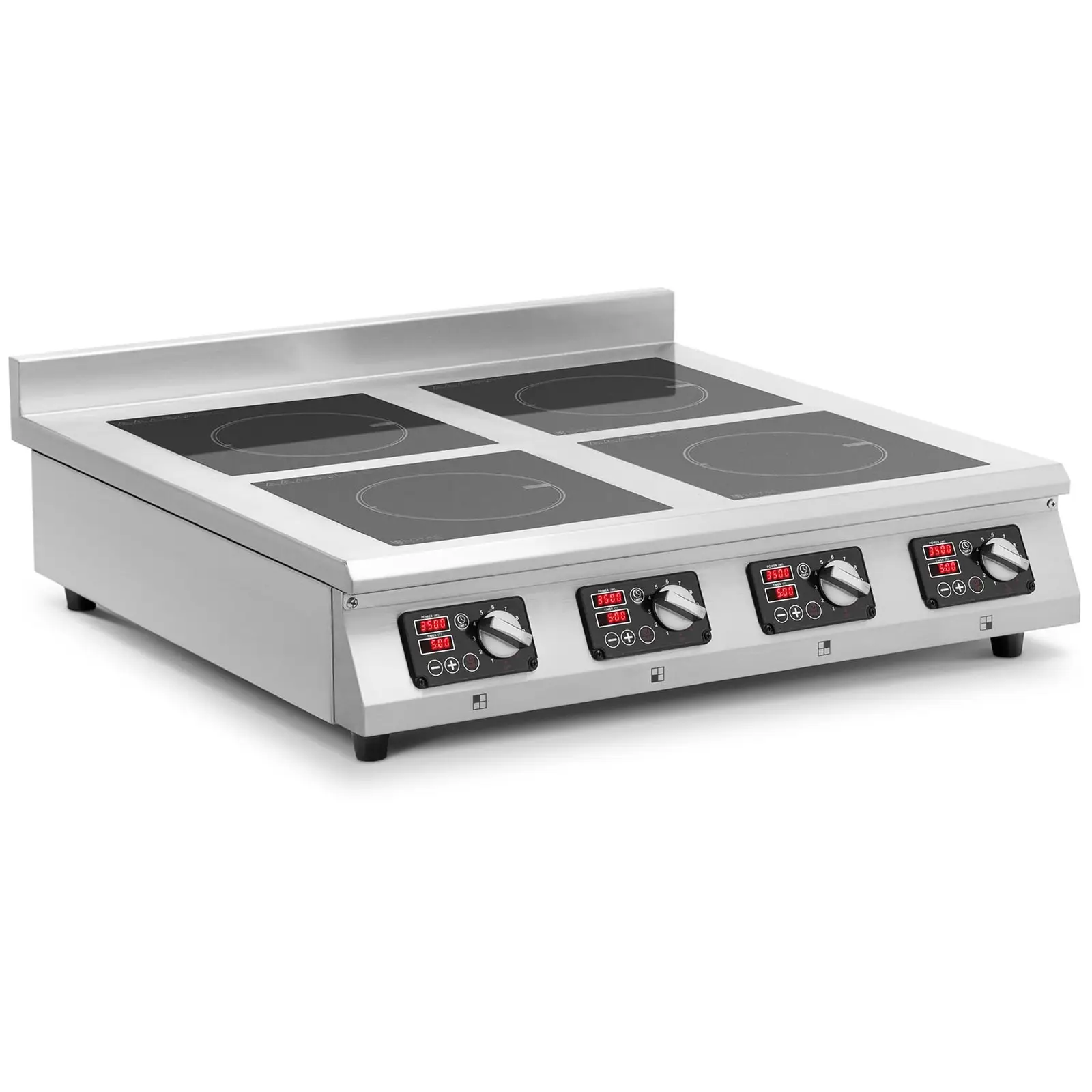 Cuisinière à induction - 4 x 20 cm - 10 niveaux - Minuterie - 80 x 80 x 26 cm - Royal Catering