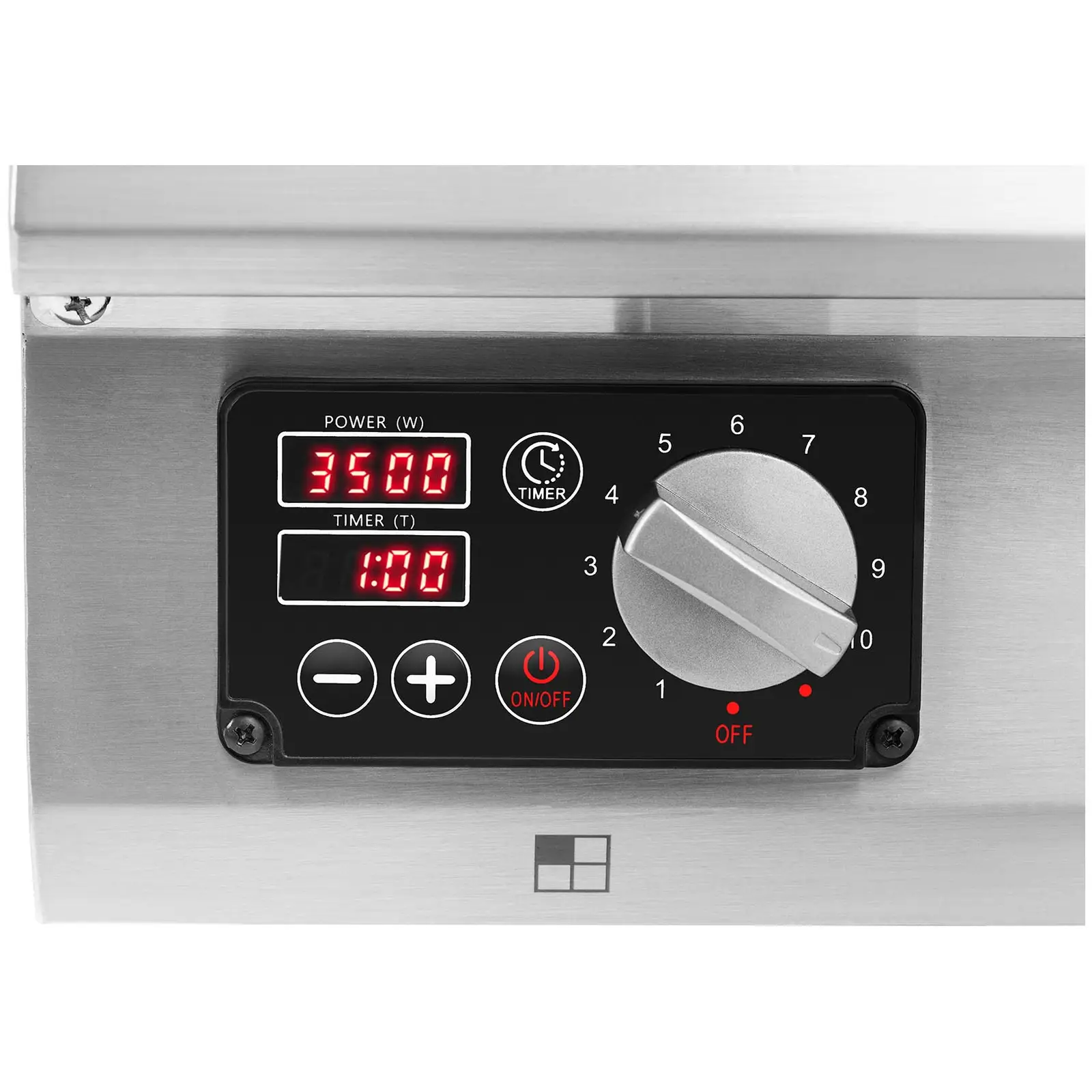 Cuisinière à induction - 4 x 20 cm - 10 niveaux - Minuterie - 80 x 80 x 26 cm - Royal Catering (Matériau(x): Acier inoxydable)