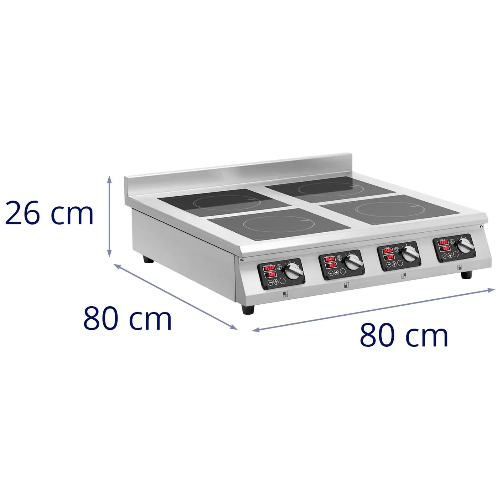 Fry top a induzione - 4 x 20 cm - 10 livelli - Timer - Royal Catering