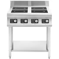 Induction Hob with base - 4 x 20 cm - 10 level - Timer - Royal Catering