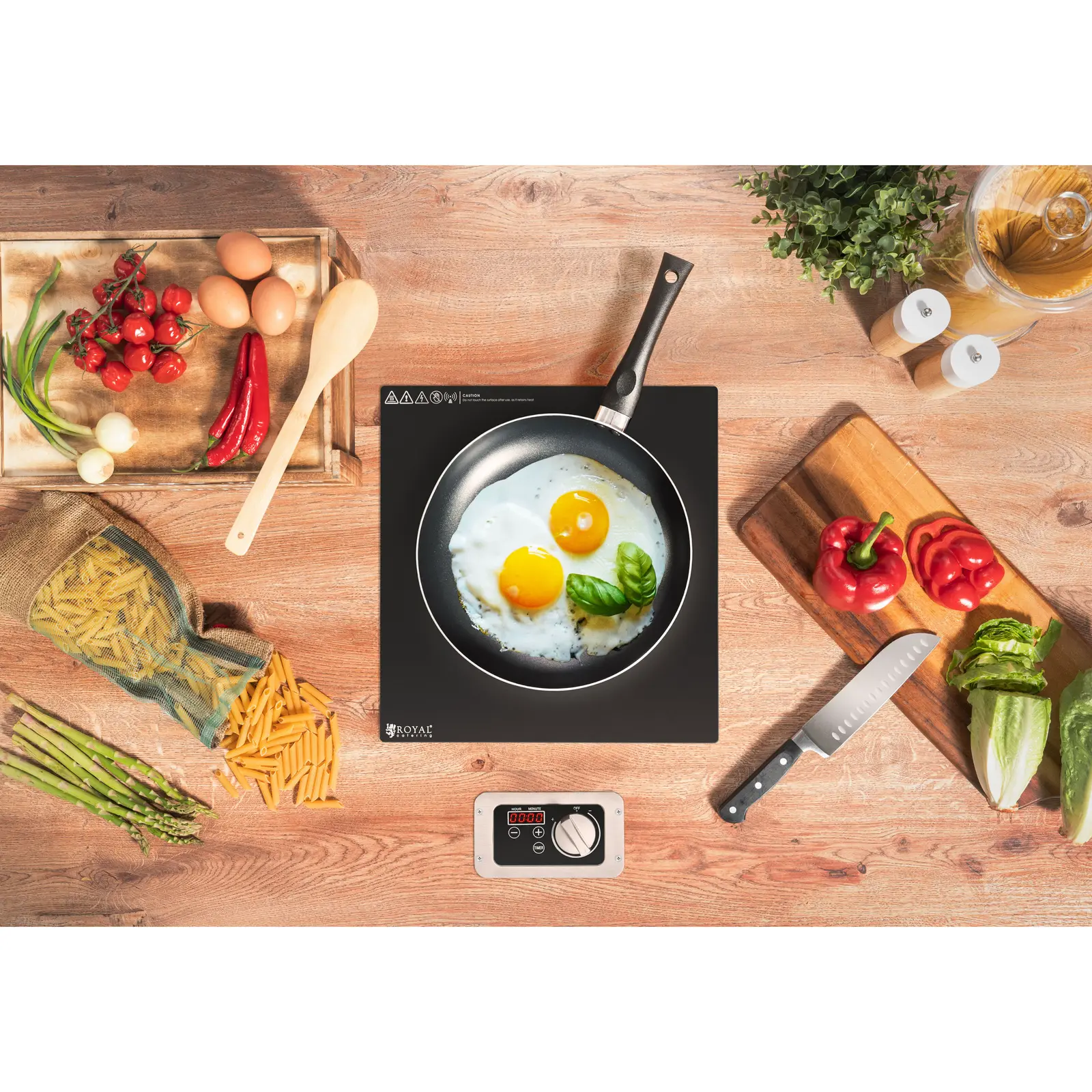 Kuchenka indukcyjna pod zabudowę - 17 cm - 10 poziomów - timer - Royal Catering (Materiał: Stal nierdzewna)