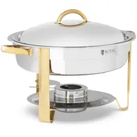 Chafing dish - rond - gouden accenten - 4.5 L - 1 brandstofcel - Royal Catering