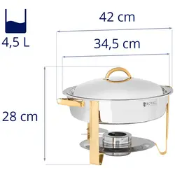 Chafing Dish - rund - Goldakzente - 4,5 L - 1 Brennstoffzelle - Royal Catering