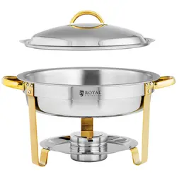 Chafing Dish - round - gold accents - 4.5 L - 1 fuel cell - foldable feet - Royal Catering