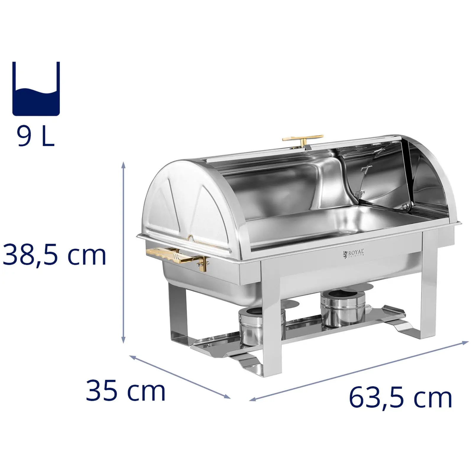 Chafing dish - GN 1/1 - 9 L - 2 bränsleceller - Royal Catering