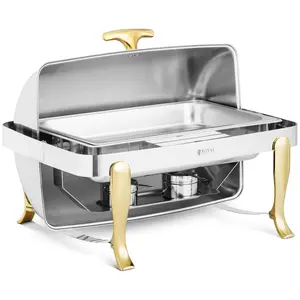 Chafing dish – GN 1/1 – zlaté akcenty – skládací kapota – 9 L – 2 x palivový článek – Royal Catering