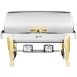 Chafing Dish - GN 1/1 - gold accents - rolltop hood - 9 L - 2 fuel cells - Royal Catering