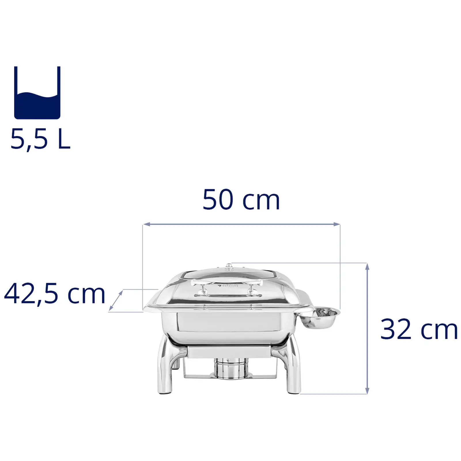 Chafing Dish - GN 2/3, hydraulisches Deckelscharnier - 5,5 L - 1 Brennstoffzellen - Royal Catering