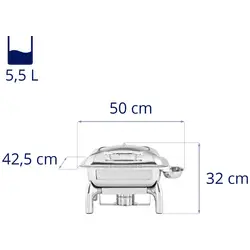 Chafing dish - GN 2/3, hydraulisch dekselscharnier - 5.5 L - 1 brandstofcellen - Royal Catering