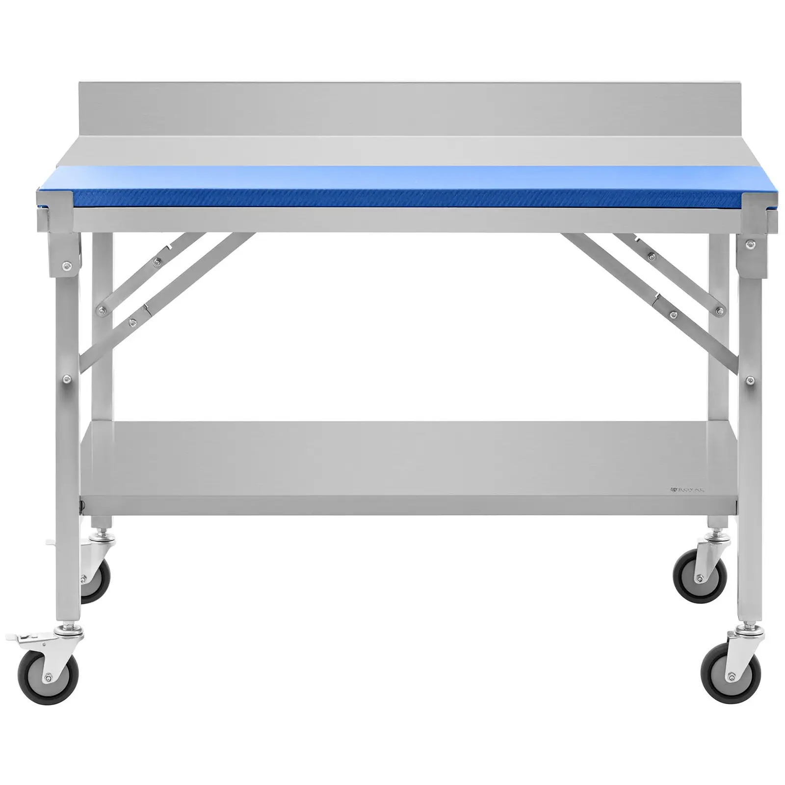 Pracovní stůl z ušlechtilé oceli - ECO - 120 x 70 cm - 200 kg - lemování - Royal Catering (Materiál: Ušlechtilá ocel)