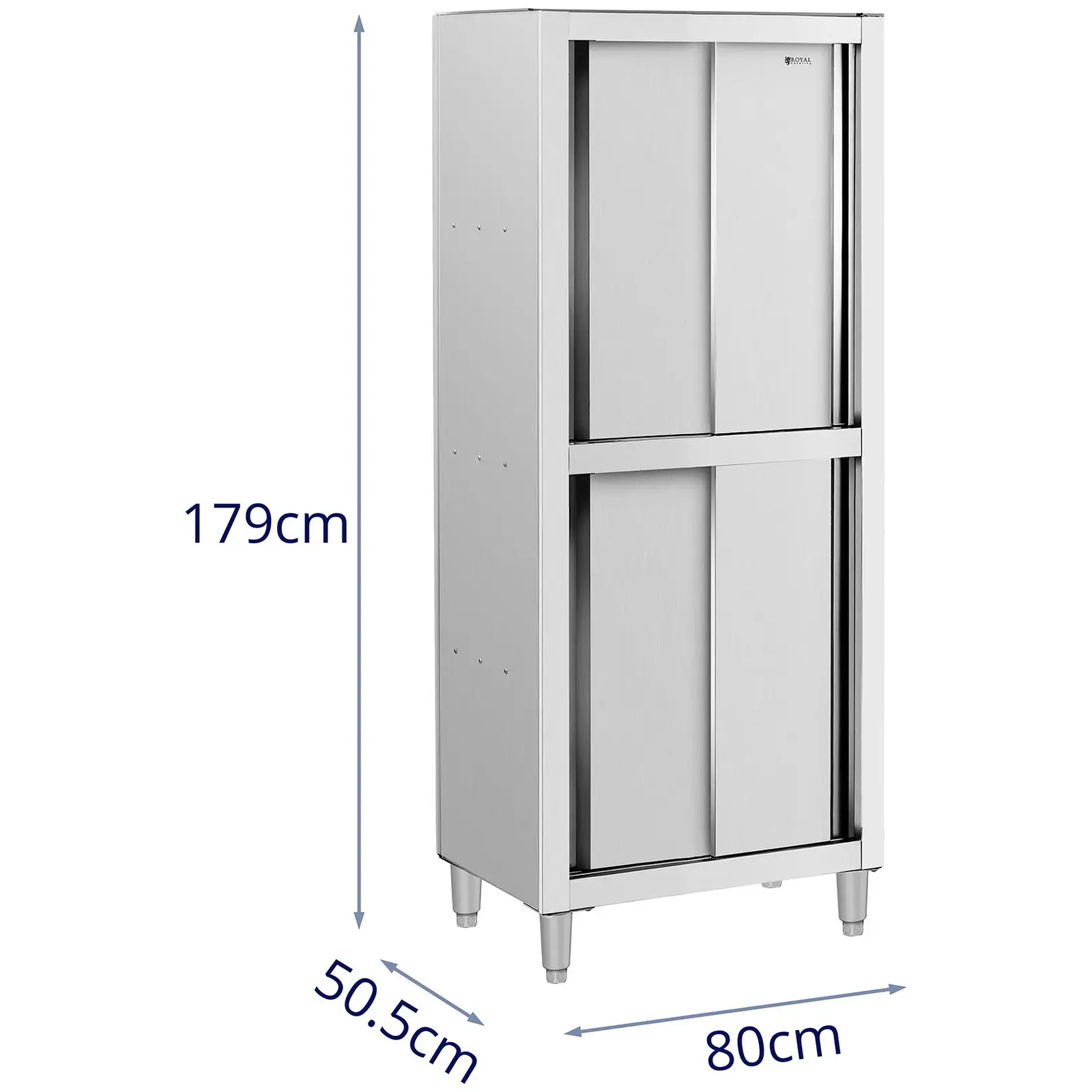 Kuchyňská skříň z ušlechtilé oceli – 800 x 500 x 1 800 mm – Royal Catering (Maximální nosnost přihrádky [kg]: 30)