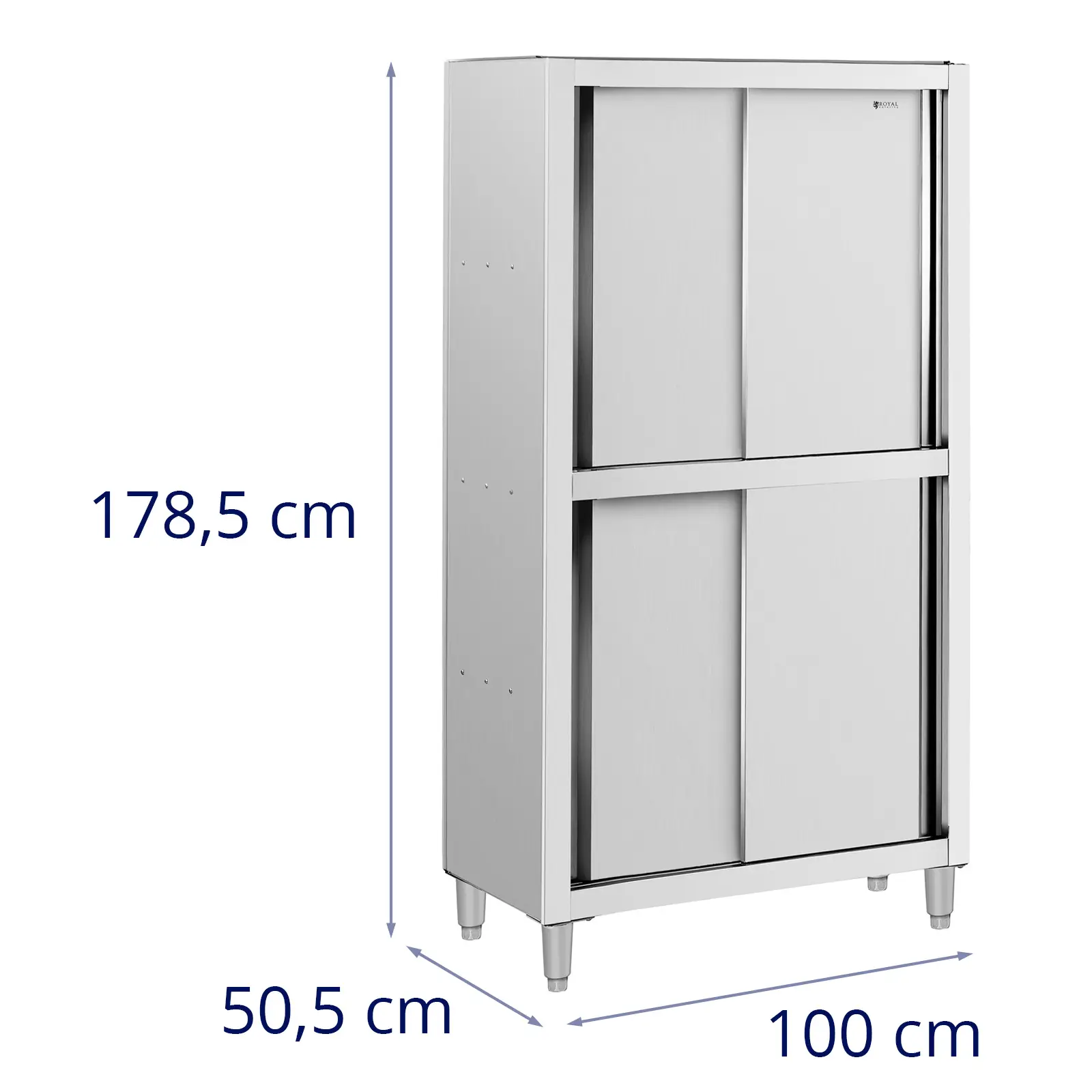 Kuchyňská skříň z ušlechtilé oceli – 1 000 x 500 x 1 800 mm – Royal Catering (Rozměry (DxŠxV): 100 x 50.5 x 178.5 cm)