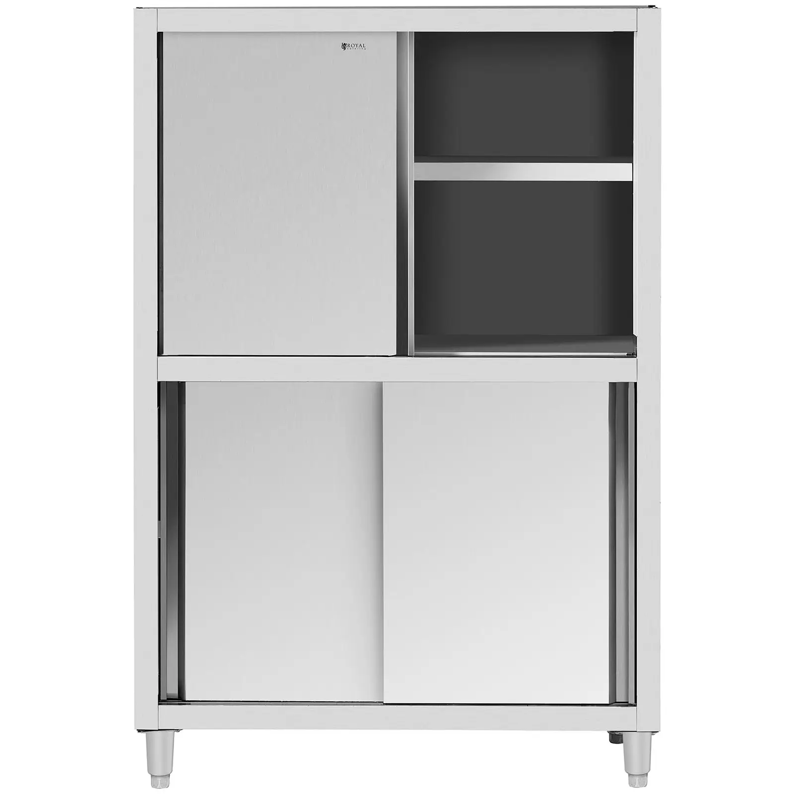 Kuchyňská skříň z ušlechtilé oceli – 1 200 x 500 x 1 800 mm – Royal Catering (Barva: Stříbrná)