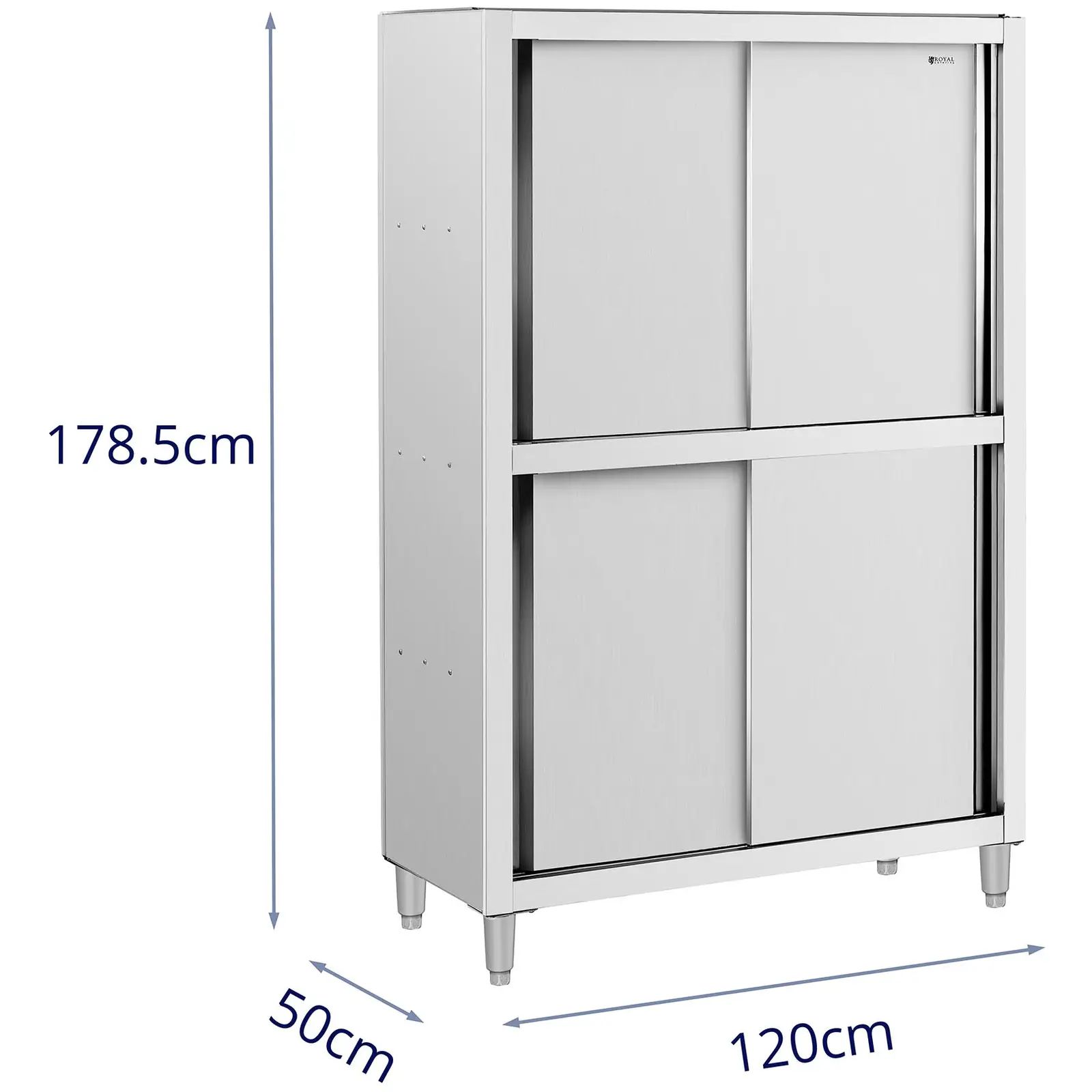 Kuchyňská skříň z ušlechtilé oceli – 1 200 x 500 x 1 800 mm – Royal Catering (Maximální nosnost přihrádky [kg]: 30)