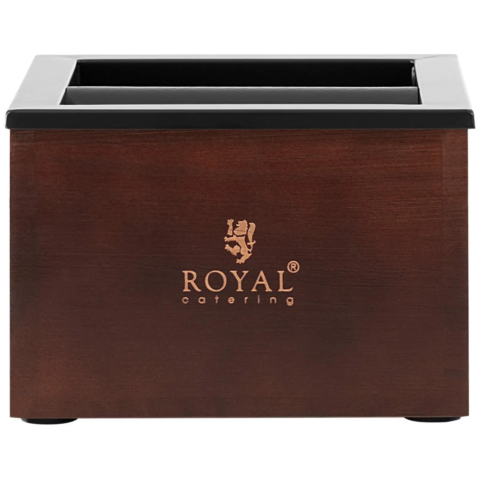 Caja para posos de café - acero inoxidable / madera - 3,1 L - con barra de golpeo - Royal Catering