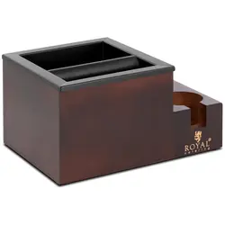 Coffee Knock Box - Stainless steel / wood - 3.1 l - with knock bar and accessory compartment - Royal Catering