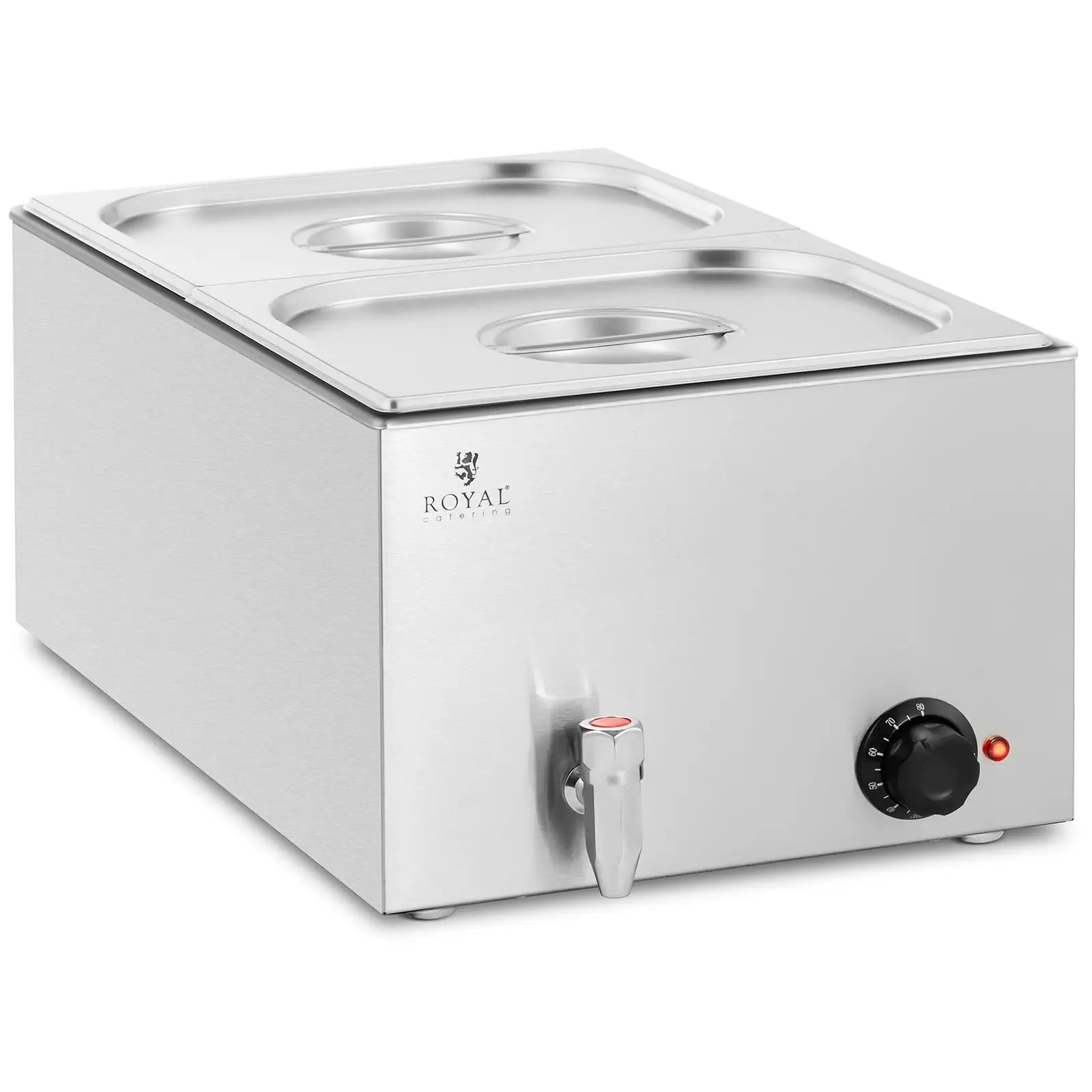 Bain Marie 600 W 2 GN 1/2 vypouštěcí kohout - Royal Catering