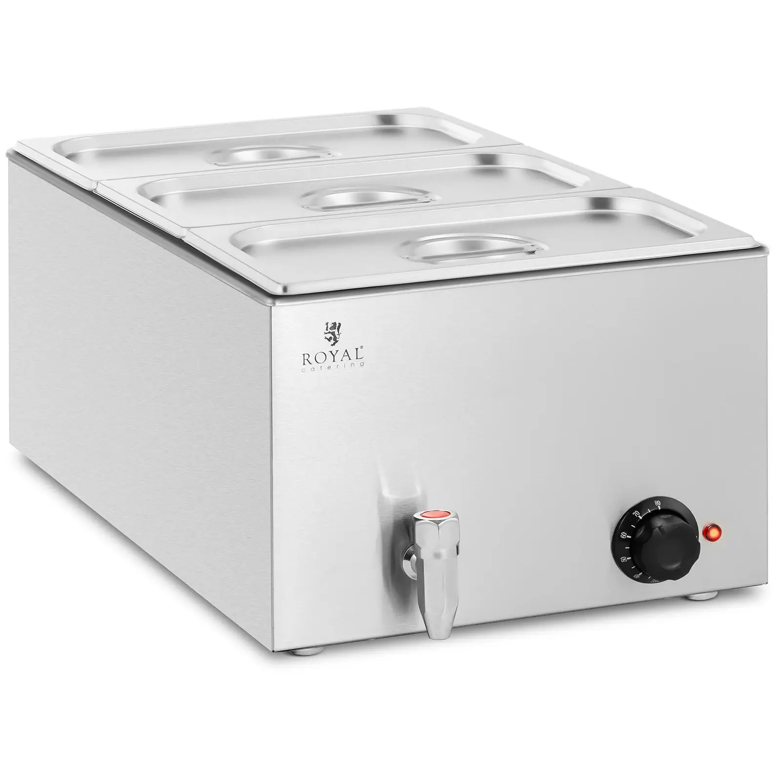 Bain Marie 600 W 3 GN 1/3 vypouštěcí kohout - Royal Catering