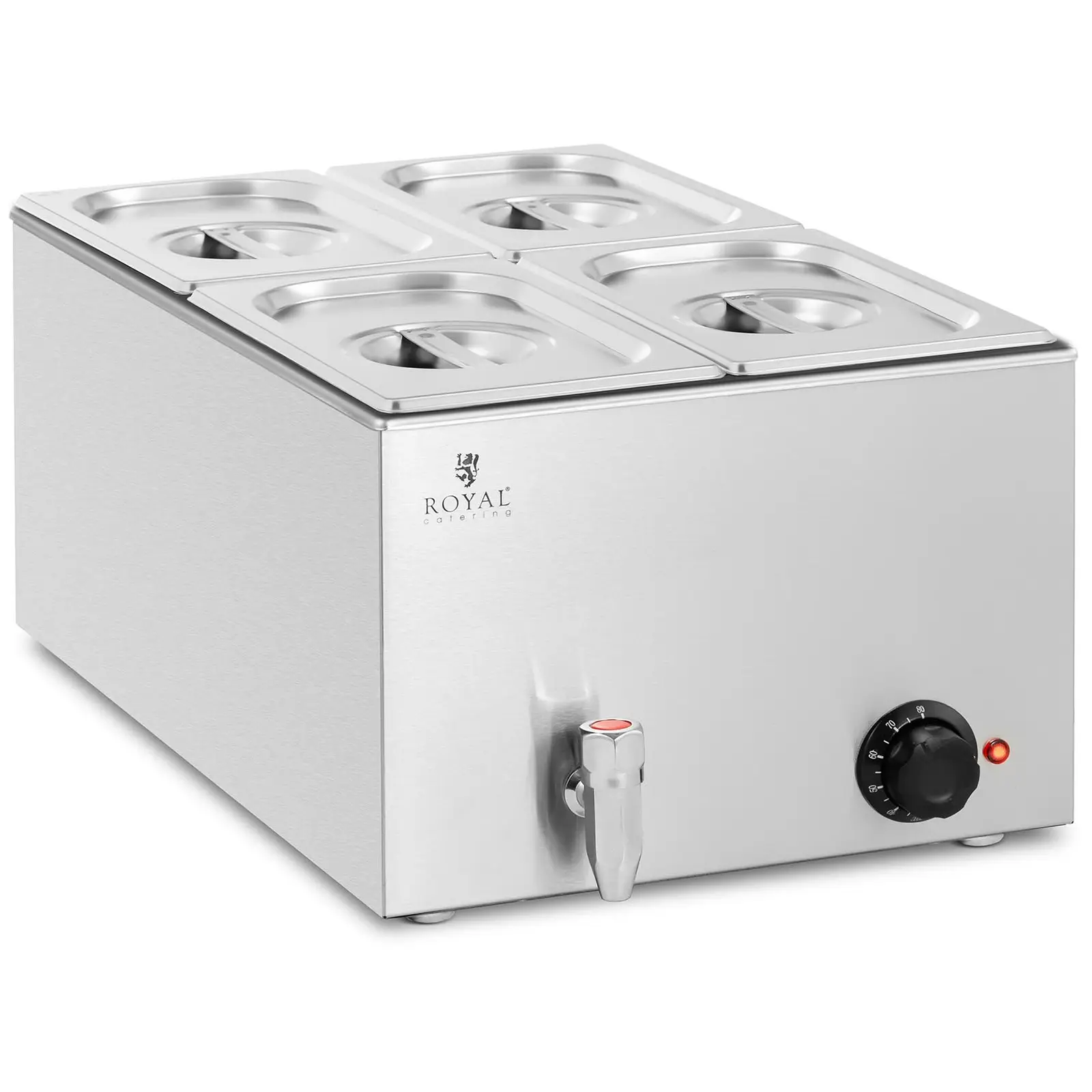 Bain Marie 600 W 4 GN 1/4 vypouštěcí kohout - Royal Catering