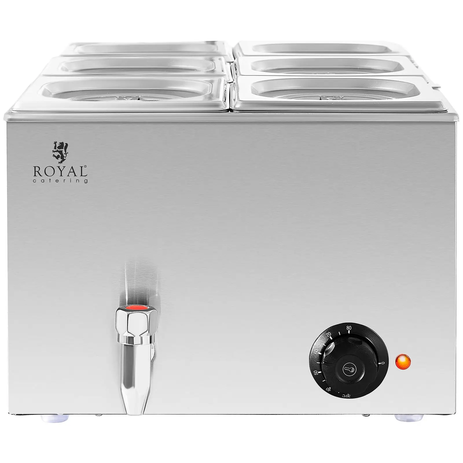 Bain Marie - 600 W - 6 GN 1/6 - vypouštěcí kohout (Celkový objem: 18 l)