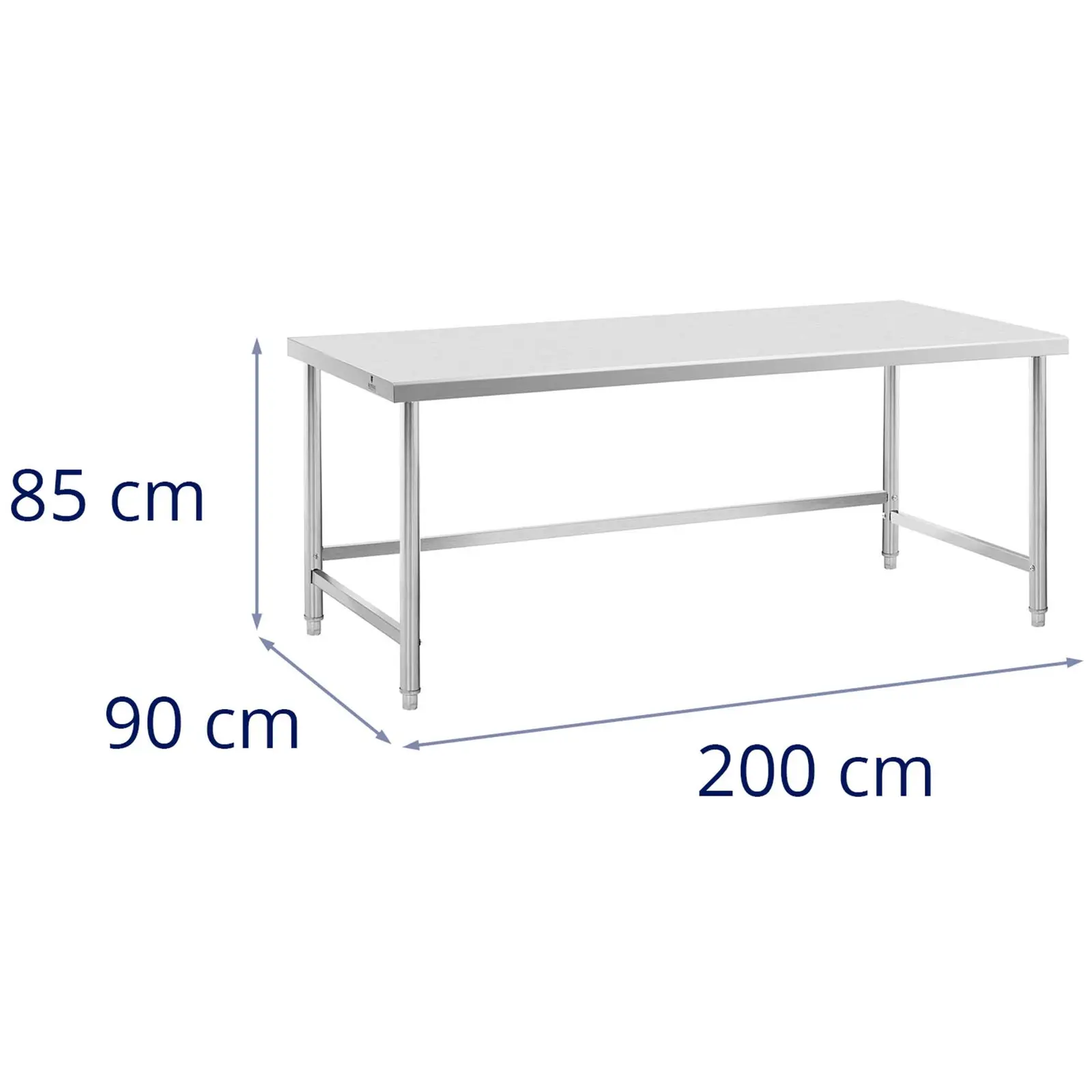 Table de travail inox - 200 x 90 cm - Capacité de 100 kg - Royal Catering