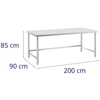 roestvrijstalen tafel - 200 x 90 cm - 100 kg capaciteit - Royal Catering