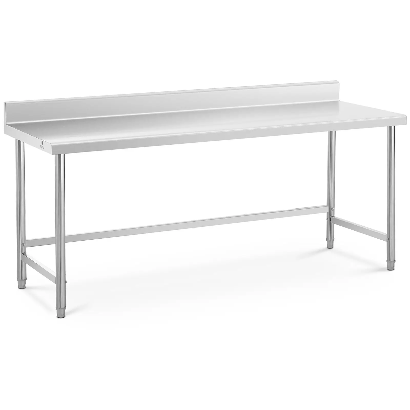 Tavolo acciaio inox con alzatina - 200 x 70 cm - 95 kg capacità massima - Royal Catering