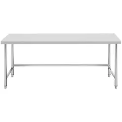 Pracovný stôl z nehrdzavejúcej ocele - 200 x 70 cm - lem - nosnosť 95 kg