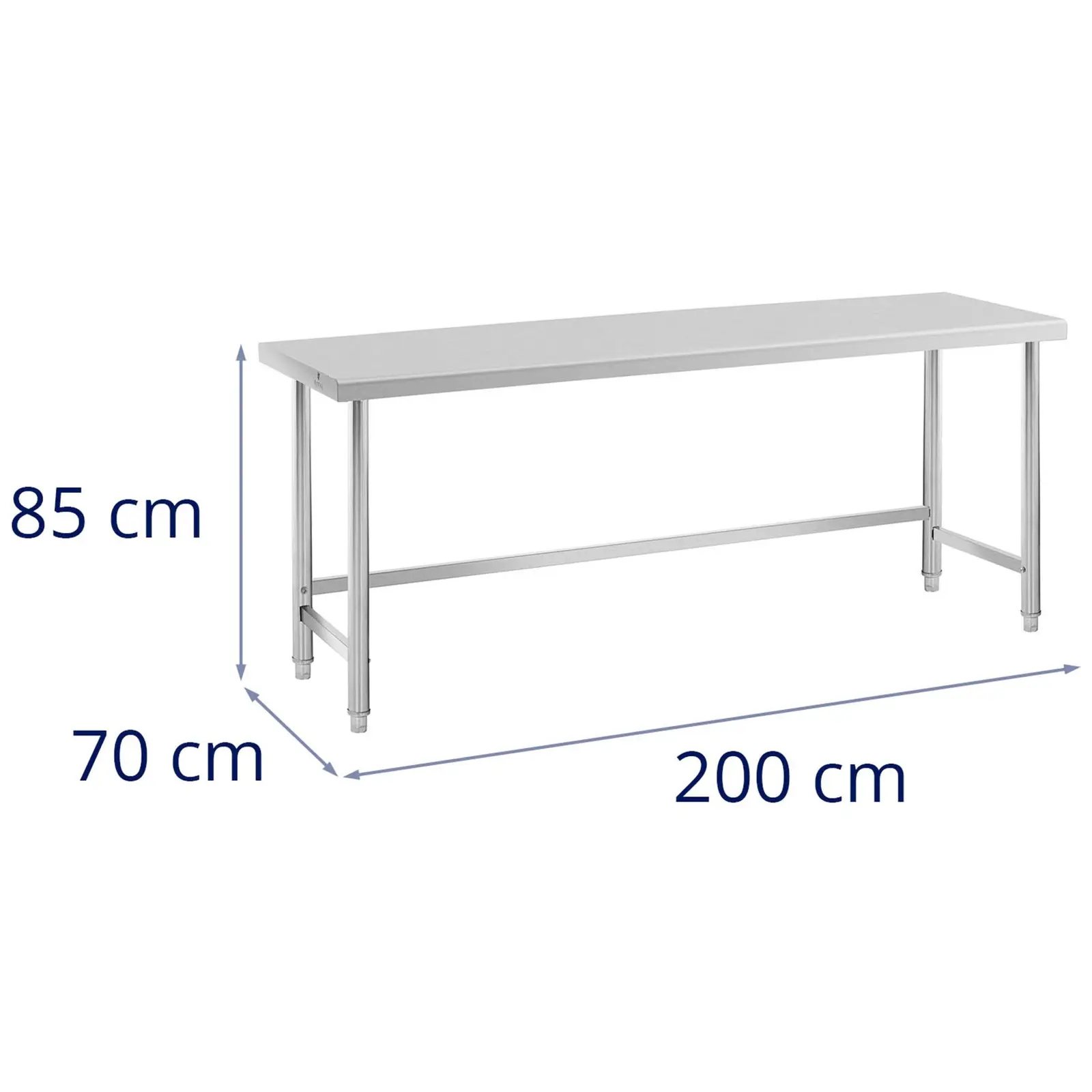 Pracovní stůl z ušlechtilé oceli - 200 x 70 cm - nosnost 95 kg - Royal Catering