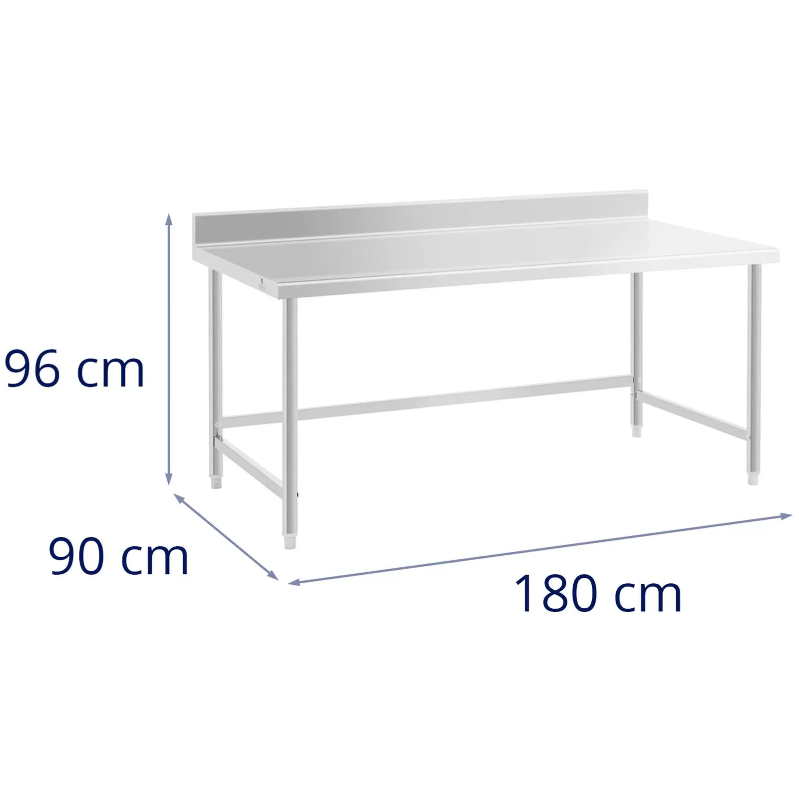 Pracovní stůl z ušlechtilé oceli - 180 x 90 cm - lem - nosnost 98 kg - Royal Catering