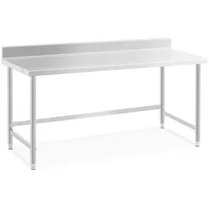 Pracovný stôl z nehrdzavejúcej ocele - 180 x 70 cm - lem - nosnosť 96 kg