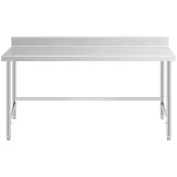 Pracovný stôl z nehrdzavejúcej ocele - 180 x 70 cm - lem - nosnosť 96 kg