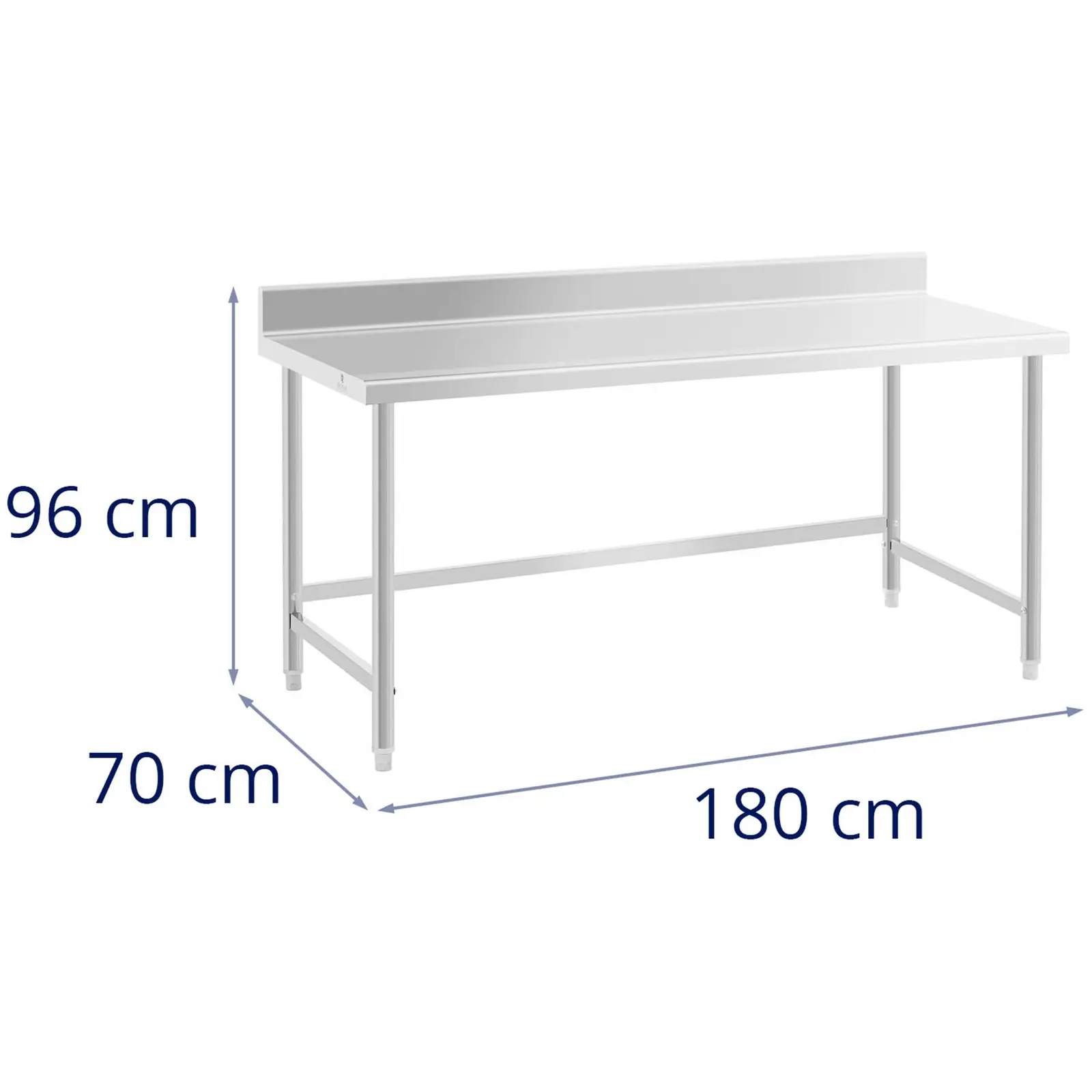 Pracovní stůl z ušlechtilé oceli - 180 x 70 cm - lem - nosnost 96 kg - Royal Catering