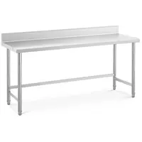 Pracovný stôl z nehrdzavejúcej ocele - 180 x 60 cm - lem - nosnosť 95 kg