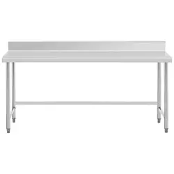Pracovný stôl z nehrdzavejúcej ocele - 180 x 60 cm - lem - nosnosť 95 kg