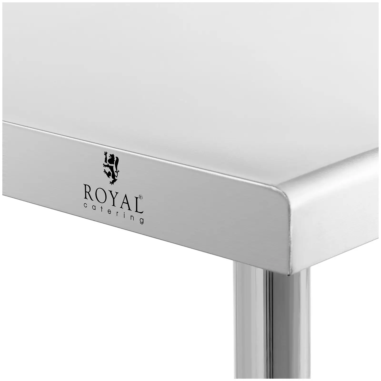 Rozsdamentes acél asztal - 150 x 90 cm - hátsó perem - terhelhetőség: 95 kg - Royal Catering