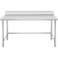 Pracovný stôl z nehrdzavejúcej ocele - 150 x 90 cm - lem - nosnosť 95 kg