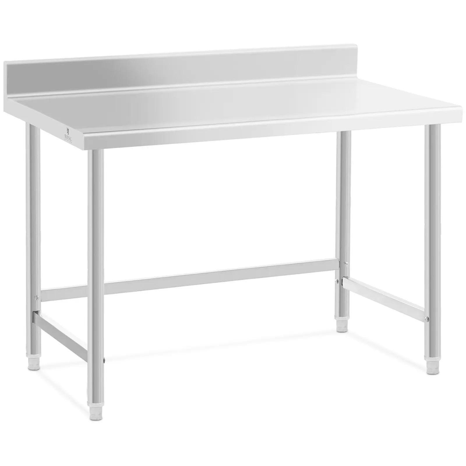 Pracovný stôl z nehrdzavejúcej ocele - 120 x 70 cm - lem - nosnosť 93 kg